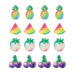 48Pcs 4 Style Resin Cabochons, Imitation Fruit, Strawberry & Pineapple & Cherry & Watermelon, Mixed Color, 12pcs/style(CRES-LS0001-08)