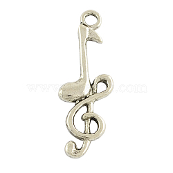 Tibetan Style Alloy Pendants, Musical Note, Cadmium Free & Lead Free, Antique Silver, 31x11x2.5mm, Hole: 2mm, about 650pcs/1000g(TIBEP-3451-AS-RS)