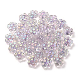 UV Plating Rainbow Iridescent Transparent Acrylic Beads, Two Tone, Flower, Violet, 15.5x16x9mm, Hole: 3mm(OACR-C007-11A)