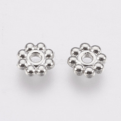 Alloy Daisy Spacer Beads, Flower, Cadmium Free & Lead Free, Platinum, 5x1.5mm, Hole: 1.8mm, about 7000pcs/1000g(TIBEB-S039-064P-RS)