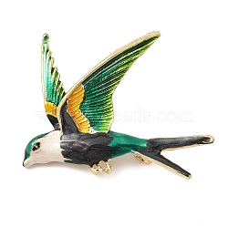 Bird Enamel Pins, Zinc Alloy Brooches for Backpack Clothes, Dark Green, 41x52mm(JEWB-S034-05G-C)