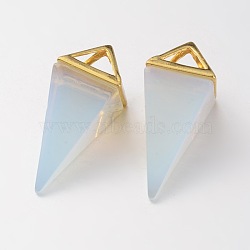 Opalite Point Pendulum Pendants, with Golden Plated Brass Findings, 30~34x15x15mm, Hole: 5x6mm(X-G-E301-02G)