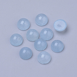 Natural White Jade Cabochons, Dyed, Half Round/Dome, Sky Blue, 6x3~4mm(G-R416-6mm-54)