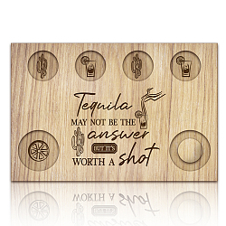 Wood Shot Glasses Tray, Wine Cup Holder, Rectangle, Cactus, 200x300x12.5mm(AJEW-WH0422-004)