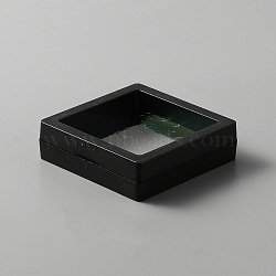 Plastic Jewelry Suspension Display Case, PE Thin Film Jewelry Floating Display Frame for Bracelet Display, Square, Black, 6.95x6.95x2cm(CON-WH0088-31B)