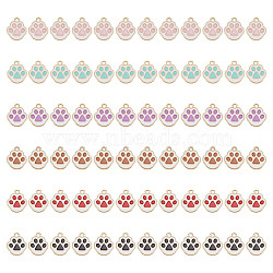72Pcs 6 Colors Alloy Enamel Pendants, Cat Paw Print Charm, Mixed Color, 17.5x15x1mm, Hole: 1.8mm, 12pcs/color(ENAM-GO0001-16)