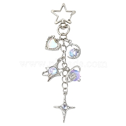 Iron & Alloy Resin Pendant Decorations, with Alloy Swivel Lobster Clasps, Platinum, 120mm(HJEW-YW00515)