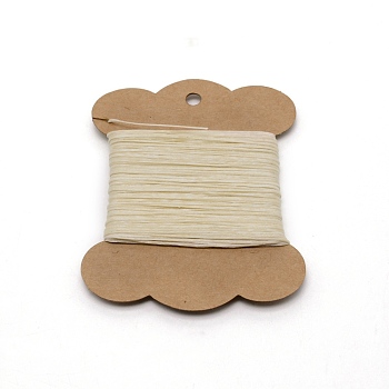 Wax Cord, with Craft Paper Cards, Flat, for Bracelet Making, Beige, 1mm, about 32.81 Yards(30m)/Card