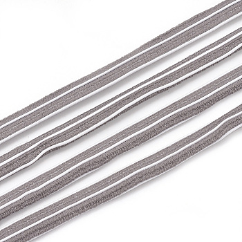 Flat Elastic Cord, with Nylon Outside and Rubber Inside, Gray, 7x2.5mm, about 100yard/bundle(300 feet/bundle)