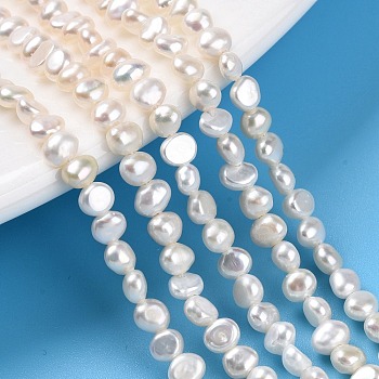 Natural Cultured Freshwater Pearl Beads Strands, Baroque Pearls Keshi Pearl Beads, Two Sides Polished, Creamy White, 3.5~4x3.5~4.5x2.5~3mm, Hole: 0.5mm, about 51pcs/strand, 7.24''(18.4cm)