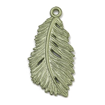 Alloy Pendants, Spray Painted, Christmas Scheme Charms, Leaf, 33x16x1.5mm, Hole: 1.8mm