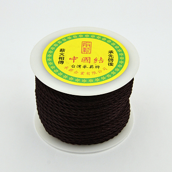 Round String Thread Polyester Fibre Cords, Coconut Brown, 3mm, about 30.62 yards(28m)/roll