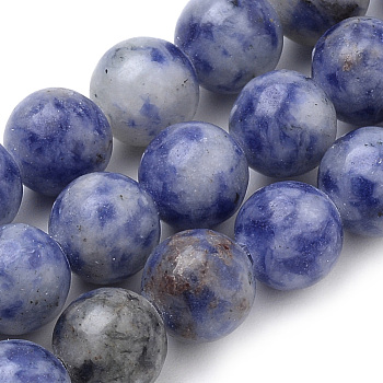 Natural Brazil Blue Spot Jasper Beads Strands, Round, 12mm, Hole: 1mm, about 34pcs/strand, 15.7 inch