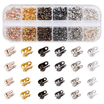 Iron Bead Tips, Calotte Ends, Clamshell Knot Cover, Mixed Color, about 1320pcs/box