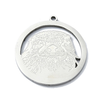 201 Stainless Steel Pendants, Laser Cut,  Lutra Charm, Stainless Steel Color, 27x25x1mm, Hole: 1.5mm