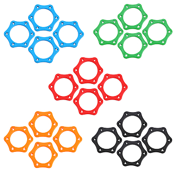 20Pcs 5 Colors Rubber Hexagonal Anti-Rolling Ring for Handheld Wireless Microphone, Hollow Star Anti Slip Shockproof Mic Ring for KTV, Conference Room, On Stage Performance, Mixed Color, 58x51.5x6mm, Inner Diameter: 36.5mm, 4pcs/color
