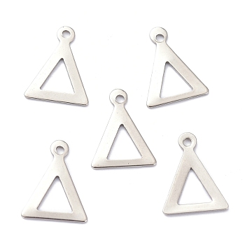 201 Stainless Steel Pendants, Triangle, Stainless Steel Color, 12x9x0.5mm, Hole: 1mm