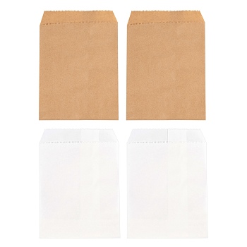 100Pcs 2 Colors White & Brown Kraft Paper Bags, No Handles, Food Storage Bags, 18x13cm, 50pcs/color