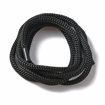Round Nylon Cords, for DIY Accessories, Black, 4mm, about 100cm/strand