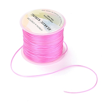 Flat Elastic Crystal String, Elastic Beading Thread, for Stretch Bracelet Making, Pink, 0.8mm, about 65.61 yards(60m)/roll