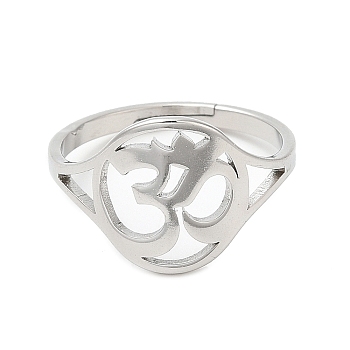 304 Stainless Steel Yoga Adjustable Ring for Women, Stainless Steel Color, Inner Diameter: 16.4mm