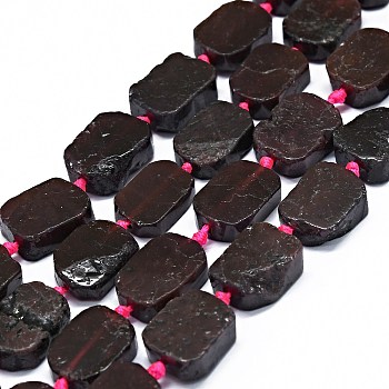 Natural Garnet Beads Strands, Rectangle, 14~17x11~13x5~6mm, Hole: 1mm, about 21~23pcs/strand, 15.75~16.14 inch(40~41cm)