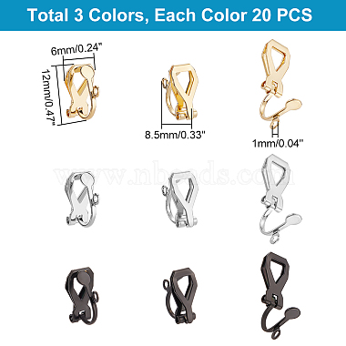 60Pcs 3 Colors 304 Stainless Steel Clip-on Earring Findings(STAS-UN0048-61)-3