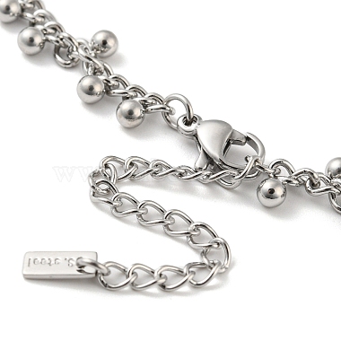 304 Stainless Steel Round Ball Charms Link Chain Anklets(AJEW-G054-01P)-3
