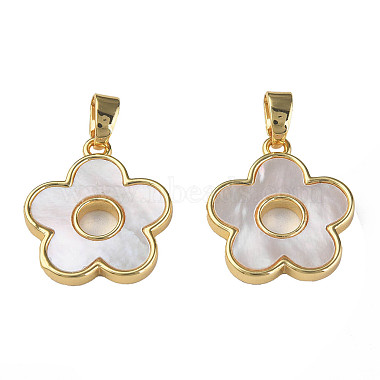 Real 18K Gold Plated Creamy White Flower Shell Pendants
