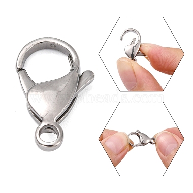 316 Surgical Stainless Steel Lobster Claw Clasps(STAS-M262-03-19mm)-3