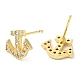 Rack Plating Brass Anchor Stud Earrings with Cubic Zirconia(EJEW-D061-17G)-2