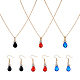 3 Sets 3 Colors Rhinestone Teardrop Dangle Earrings & Pendant Necklace(SJEW-FI0001-27)-1