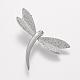 Trendy Dragonfly Necklace Findings 304 Stainless Steel Textured Pendants(X-STAS-L012-D05P)-1