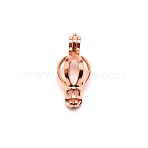 Alloy Bead Cage Pendants, Spiral Bead Cage, Cadmium Free & Lead Free, Bulb, Rose Gold, 23x11mm, Hole: 4x3mm, Inner Diameter: 9x8.5mm(FIND-WH0097-32RG)