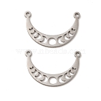 Non-Tarnish 304 Stainless Steel Pendants, Moon Phase Charm, Stainless Steel Color, 30x20x1.5mm, Hole: 1.8mm(STAS-I671-02P)