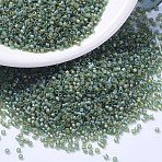 MIYUKI Delica Beads, Cylinder, Japanese Seed Beads, 11/0, (DB1282) Matte Transparent Olive AB, 1.3x1.6mm, Hole: 0.8mm, about 10000pcs/bag, 50g/bag(SEED-X0054-DB1282)