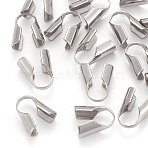 Tarnish Resistant Stainless Steel Bead Tips, Calotte Ends, Clamshell Knot Cover, Stainless Steel Color, 9.5x5mm(X-STAS-R062-4mm)