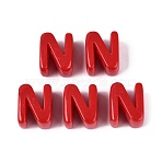 Opaque Acrylic European Beads, Large Hole Beads, Letter N, Crimson, 21x17x13.5mm, Hole: 6mm, about 150pcs/500g(OACR-M027-01N-11)