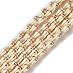 Electroplate Glass Beads Strands, Bamboo, Light Khaki, 8x4.5mm, Hole: 0.8mm, about 50pcs/strand, 15.75''(40cm)(EGLA-Q128-13C)