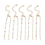 304 Stainless Steel Enamel Dapped Chain and Satellite Chain Bracelet Making, Golden, Mixed Color, 6.50 inch(16.5cm)(AJEW-JB01562)