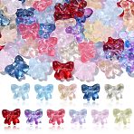 100Pcs 10 Colors Transparent Spray Paint Glass Beads, Bowknot, Mixed Color, 15.5x17.5x7.5mm, Hole: 1.4mm, 10pcs/color(GLAA-CJ0002-73)