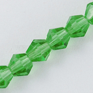 Imitation Austrian Crystal 5301 Bicone Beads, Faceted Glass Beads Strands, Lime Green, 2x3mm, Hole: 0.5mm, about 160~180pcs/strand, 16.54 inch~17.32 inch(42~44cm)(GLAA-S026-2mm-01)