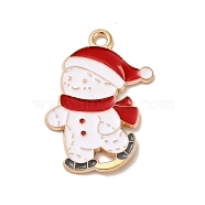 Christmas Theme Alloy Enamel Pendants, Light Gold, Snowman, 25x18.5x1mm, Hole: 1.8mm(ENAM-C010-01H)