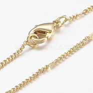 Brass Chain Necklaces, with Lobster Claw Clasps, Real 18K Gold Plated, 17.5 inch(44.5cm)(X-MAK-L009-11G)