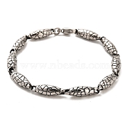 304 Stainless Steel Snake Pattern Oval Link Chain Bracelets, Antique Silver, 9-1/8 inch(23cm)(BJEW-E094-10AS)