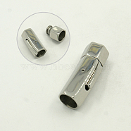 304 Stainless Steel Magnetic Clasps, Bayonet Clasps, Column, Stainless Steel Color, 30x10mm, Hole: 7mm(STAS-A019-1B)