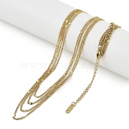 Stainless Steel Twisted Chain Multi Layer Necklaces for Women, Real 18K Gold Plated, 16.30 inch(41.4cm), 3mm(NJEW-D088-03G-02)