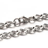 304 Stainless Steel Curb Chain Necklaces, with Lobster Claw Clasps, Faceted, Stainless Steel Color, 23.4 inch(59.4cm), 6mm(X-NJEW-M150-01P)