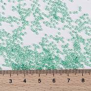 MIYUKI Round Rocailles Beads, Japanese Seed Beads, 15/0, (RR571) Dyed Sea Green Silverlined Alabaster, 15/0, 1.5mm, Hole: 0.7mm, about 27777pcs/50g(SEED-X0056-RR0571)