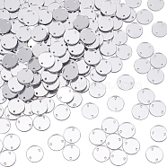 200Pcs Flat Round Acrylic Mirror Sew on Rhinestone, Garments Accessories, 2-Hole Links, Silver, 10x1.3mm, Hole: 1mm(FIND-GA0003-69)